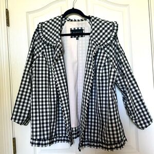 black and white plaid blazer